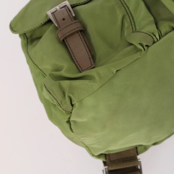 PRADA Backpack Nylon Green Silver Auth BA5271 - Picture 3 of 16